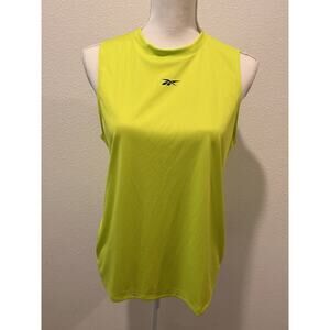 Reebok Women Active Identity Performance Logo Tech Tank Training Top Acid Yellow